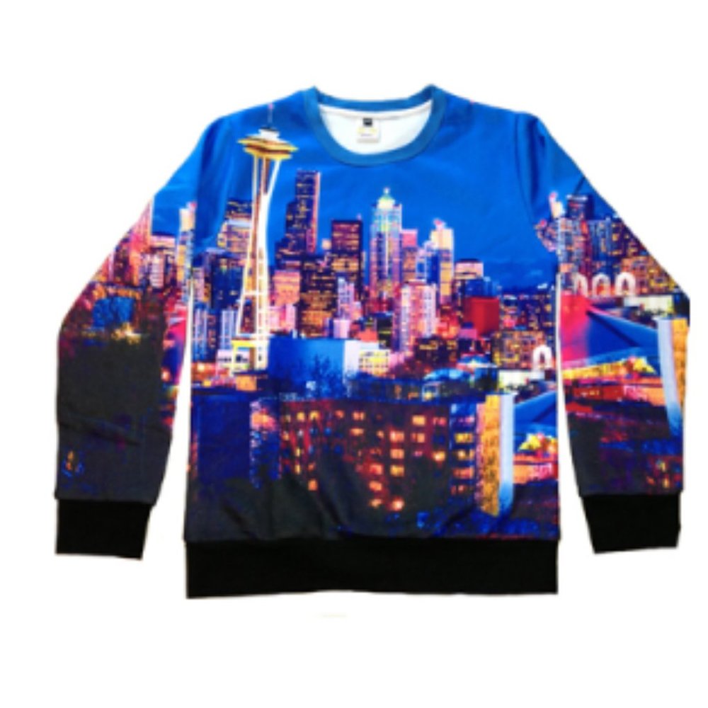 Seattle City Skyline Crewneck Sweater - New! - 50% Off MSRP